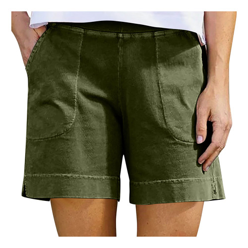 Pantalones Cortos Cómodos Casuales Con Bolsillo Para Mujer,
