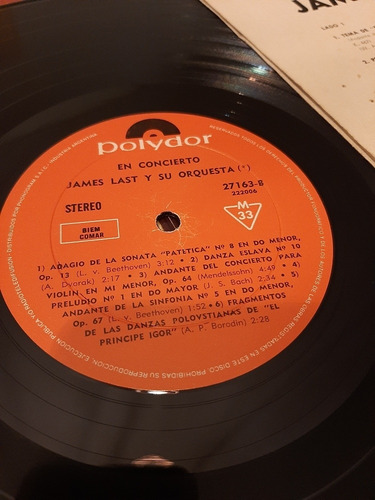 James Last Y Su Orquesta -en Concierto- Disco De Vinilo