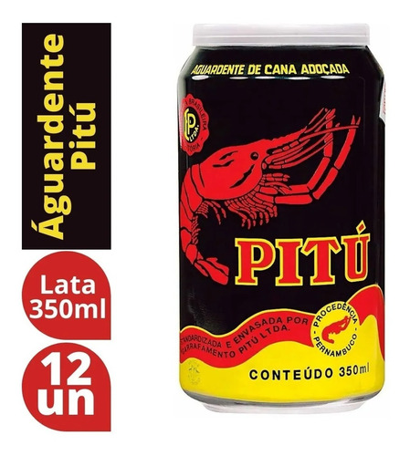 Aguardente Pitú Lata 350ml - 12 Unidades