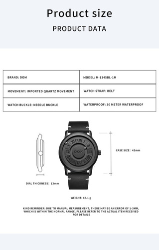 Reloj De Cuarzo Dom 1345 Para Hombre, Genial Bola Magnética,