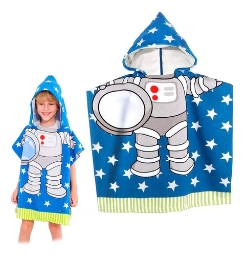 Bata Toalla Poncho Astronauta Niños Piscina Baño Playa