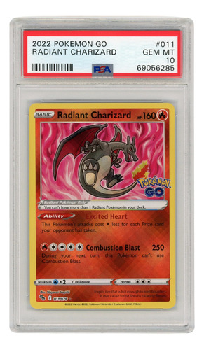 Carta Radiant Charizard 011/078 Psa 10 2022 Pokemon Go Tcg