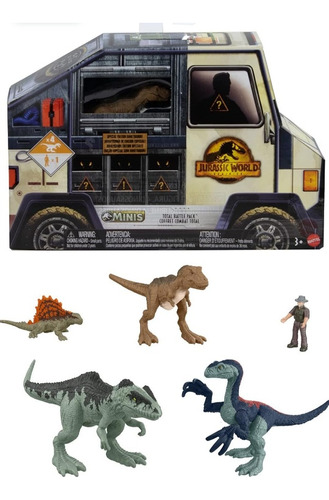 Jurassic World Total Battle Pack Mini Muñecos Dinosaurios 