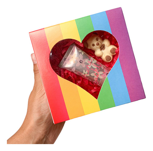 Caja Para Golosinas C/visor Corazón-colores (12*12*5)x 10