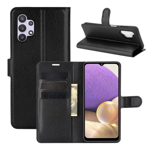 Capa Capinha Carteira Para Galaxy A23 5g Case Couro Flip Top Cor Preta