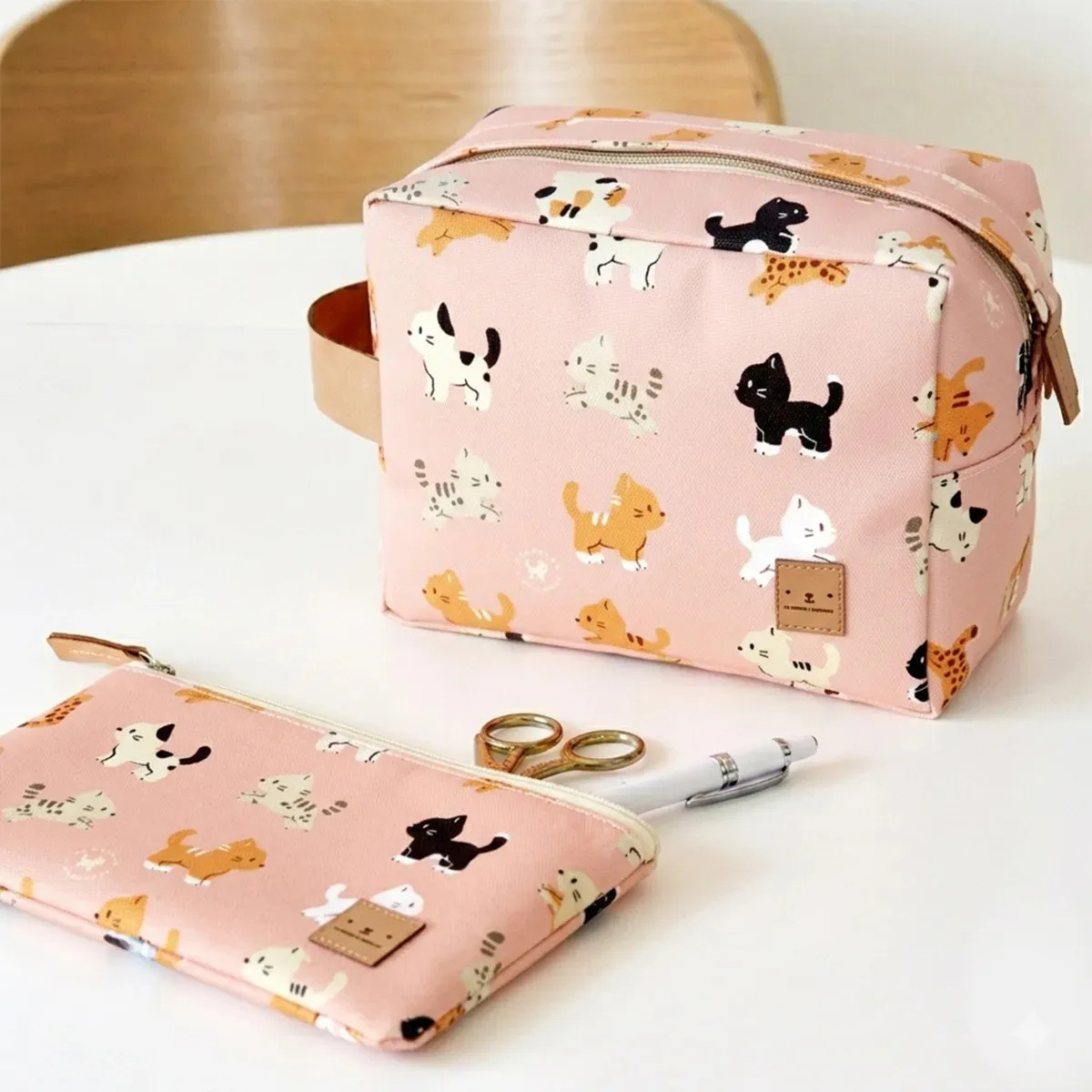 Set Regalo X2 Neceser Portacosmeticos Gatitos Rosa