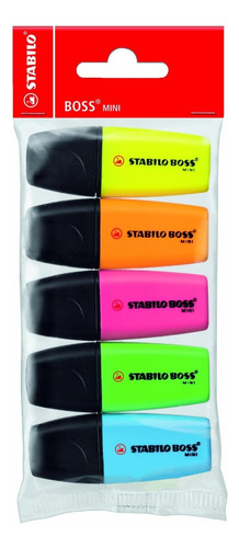 Stabilo Highlighter Boss Mini Paquete 5 Amarillo, Azul, Rosa