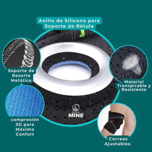 Rodillera Deportiva Con Resortes Anillo De Silicona Aft-7909 Color Azul Talla Universal