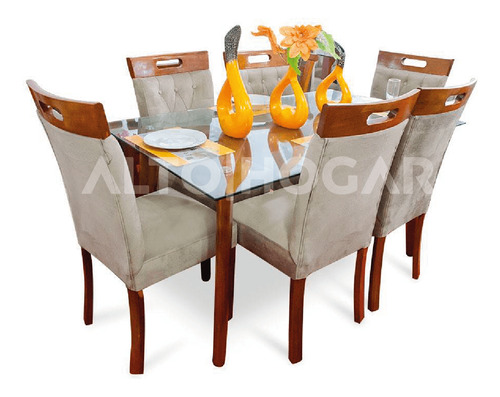 Juego De Comedor Alto Hogar 6 Sillas Mely Beige