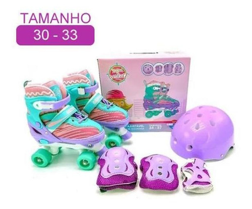 Patins Infantil Ajustável Com Kit De Proteção 30-33 Unitoys