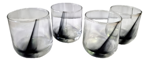 Juego 8 Pzs Vasos Crisa Altos Cortos Liston Negro