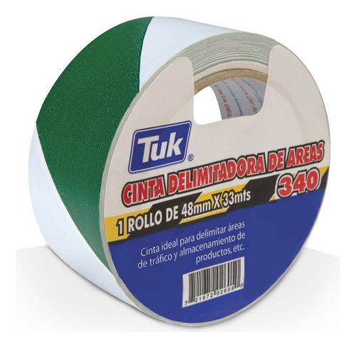 Cinta Delimitadora Tuk 340 Blanco/verde 48 Mm X 33 M 1pz