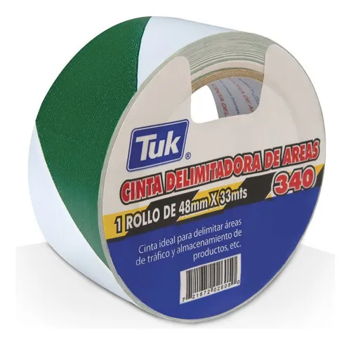 CINTA DELIMITADORA VERDE / BLANCO 340 TUK 48mm x 33m mm PZAS/ CAJA 24 Piezas por caja - Código: 434045 | Compra en Guadalajara