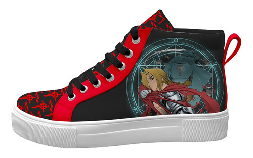 Tenis Negro Hermanos Elric Full Metal Alchemist Anime Botita