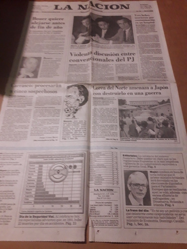 Tapa Diario La Nación 10 06 1994 Kirchner Duhalde Reutemann 