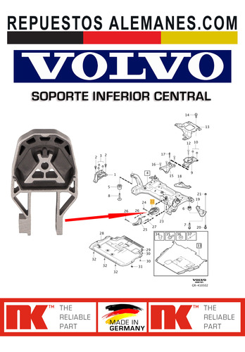 Soporte Motor Inferior Central Volvo C30 S40 V40 V50