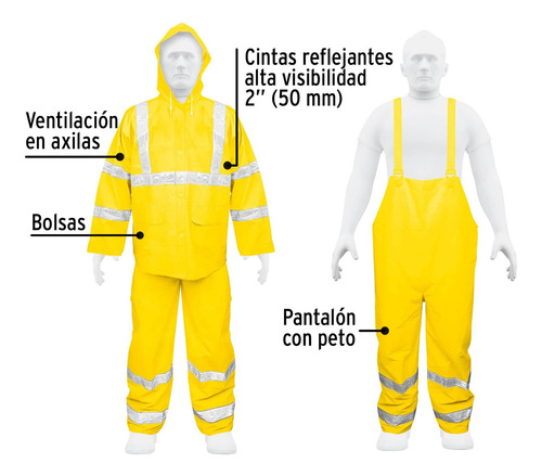 Conjunto Impermeable Doble Capa C/reflejante,m, Truper 18416