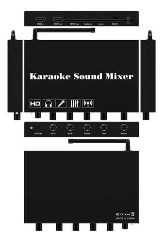 Mezclador De Karaoke Con Micrófono Doble, Entrada De Audio Ó