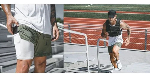 1 Gimnasio Short Con Licra Deportiva 2 En 1 Hombre Correr