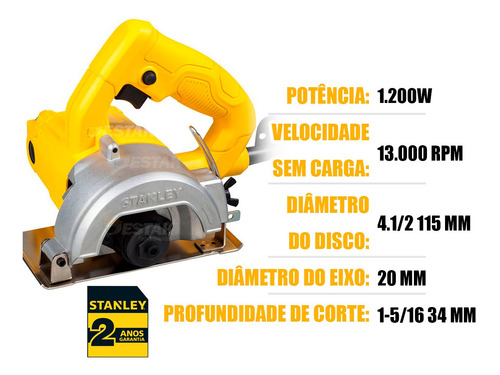 Imagem 2 de 10 de Serra Mármore Madeira 220v 1200w 4.1/2 Profissional Spt115