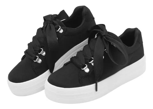 Tenis Dama Plataforma Textil Line Sport Color Negro 22 26 Env o