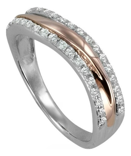 Meia Aliança De Ouro Branco E Rosê 18k E Diamantes !!
