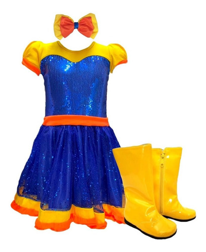 Imagen 1 de 3 de Vestido Bely Y Beto Brilloso Incluye Botas