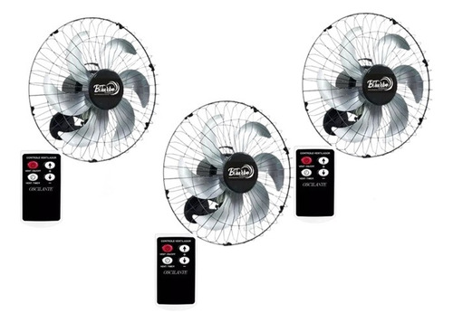 Kit 3 Ventilador Parede Biturbo Potente + 3 Controle Remoto 