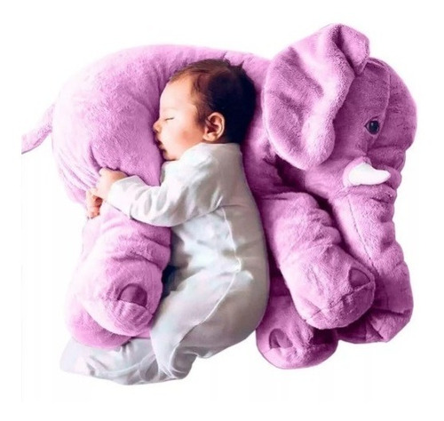 Almohada Elefante Morada Para Bebé, 60 Cm