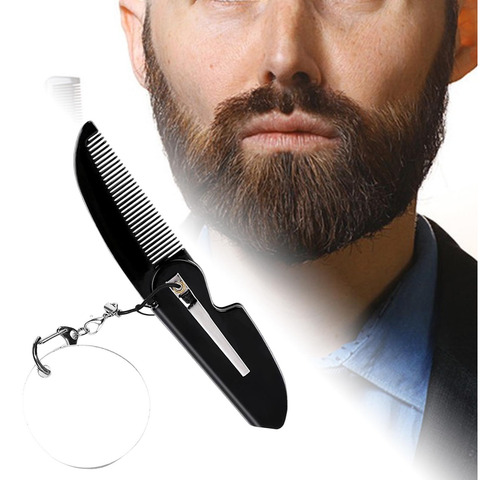 Pente De Bolso Dobrável Para Barba Com Espelho,
