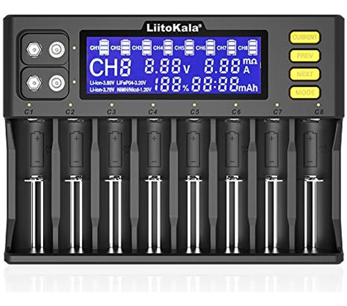 Liitokala Lii-s8 Cargador De Batería Pantalla Lcd De 8 Bahía