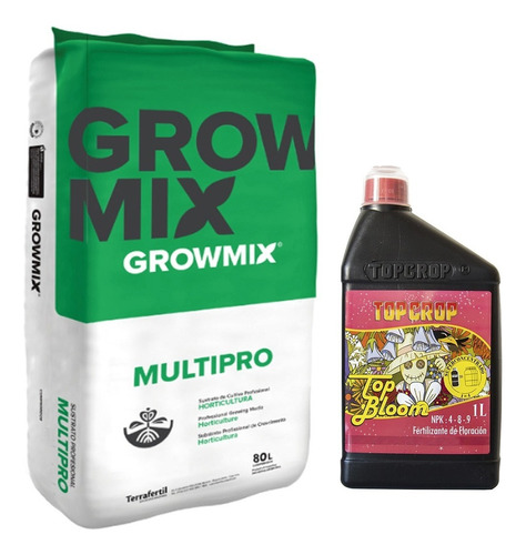 Sustrato Growmix Multipro 80lts Top Crop Bloom 1lt Floración