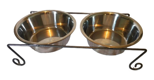 Platos Para Agua Y Alimento Con Base Para Perro M-g De 50 Oz