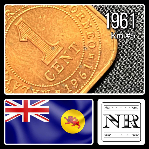 Malaya & British Borneo - 1 Cent - Año 1961 - Cuadrada Km #5