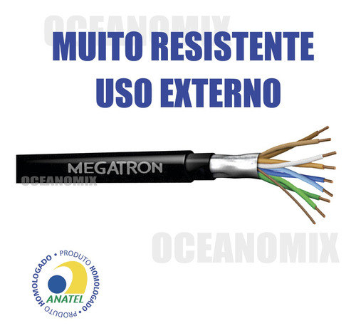 Cabo 4 Pares Cat5e Utp Externo Blindado 100m 100% Cobre 6 Rj