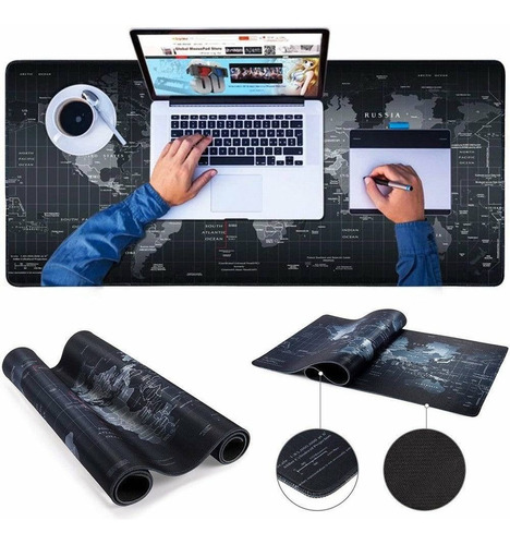 Mouse Pad Gamer Diseño Mapa Mundo 90x40 Cm