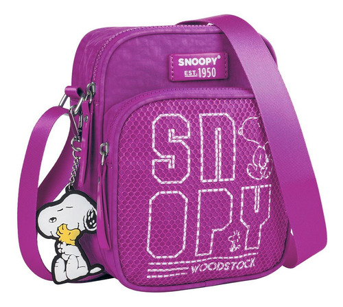 Bolsa Snoopy Retangular Sp2379 Transversal Nylon Feminina