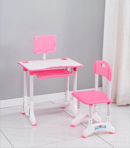 Escritorio Y Silla Ergonomica Para Niños Celeste Ajustable 