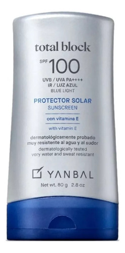 Protector Solar 100spf, Total Block Yanbal, Rostro Y Cuerpo 