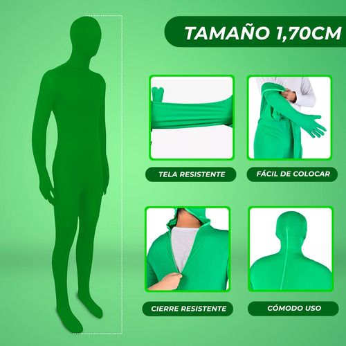 Traje Verde Cuerpo Completo Fotografía Video Chroma 170 Cm