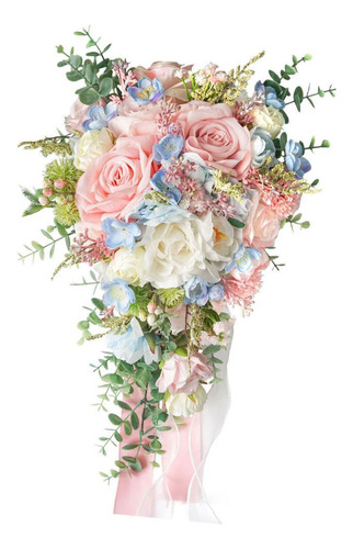 Bouquet De Boda Para Novia Cascada Floral Rosa Flores