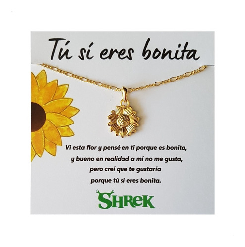Collar Girasol Shrek Chapa D Oro + Envío +caja Regalo Pareja | Envío gratis