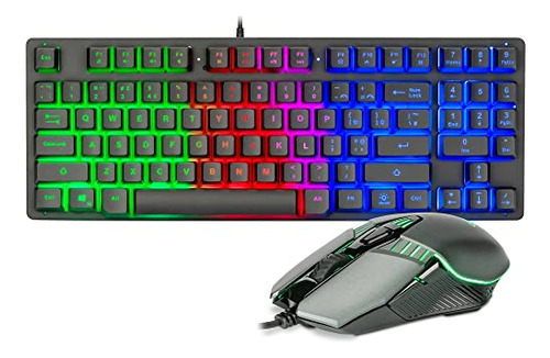 Combo De Teclado Y Ratón Led Para Juegos, Compacto De 89 Tec