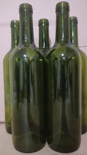 6 Botellas Vineras Verdes 750ml Con Su Corchotapa 