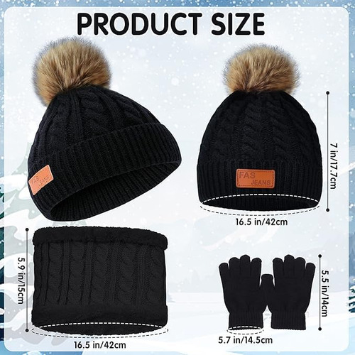 Gorro Invierno Para Niños,conjunto Bufanda Y Gorro Guantes