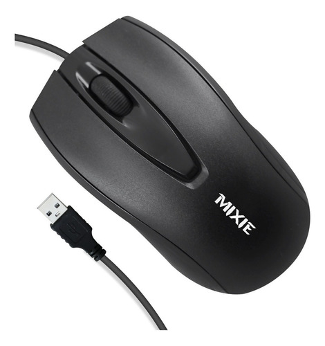 Mouse Optico Usb 3d Mixie M01 Ergonomico 1200 Dpi Laptop Pc Color Negro