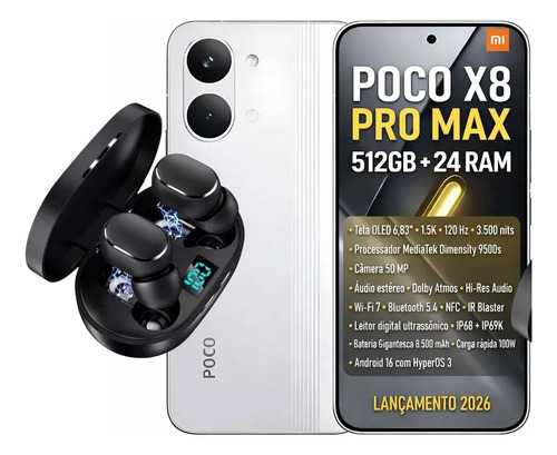 Xiaomi Poco X8 Pro Max 5g 512gb Branco - Dual Chip