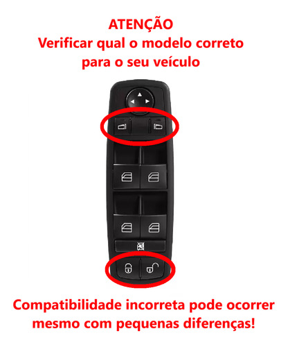 Comando Botao Vidro Eletrico B180 B200 05 A 12 S/rebatimento
