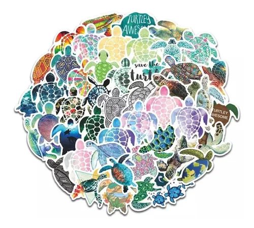 comprar Set 50 Stickers Viajeros Tortugas Decorativo Skateboard
