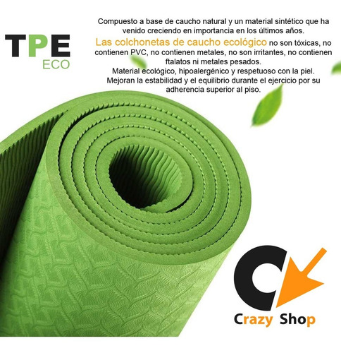 Imagen 4 de 7 de Yoga Mat Colchoneta Pilates Caucho Tpe Ecologico Unica Crazy
